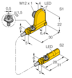 Магнитный датчик TURCK BIM-UNT-0.3-UNT-2AP6X3-H1141 - BIM-UNT-0.3-UNT-2AP6X3-H1141