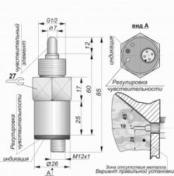 Емкостной датчик СКБ Индукция ЕУ01-NO-PNP-P-G1/2(12X18H10T) - 14206