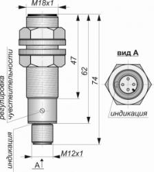 Емкостной датчик СКБ Индукция E02-NO-PNP-P(Д16Т, Lкорп=60мм) - 12272